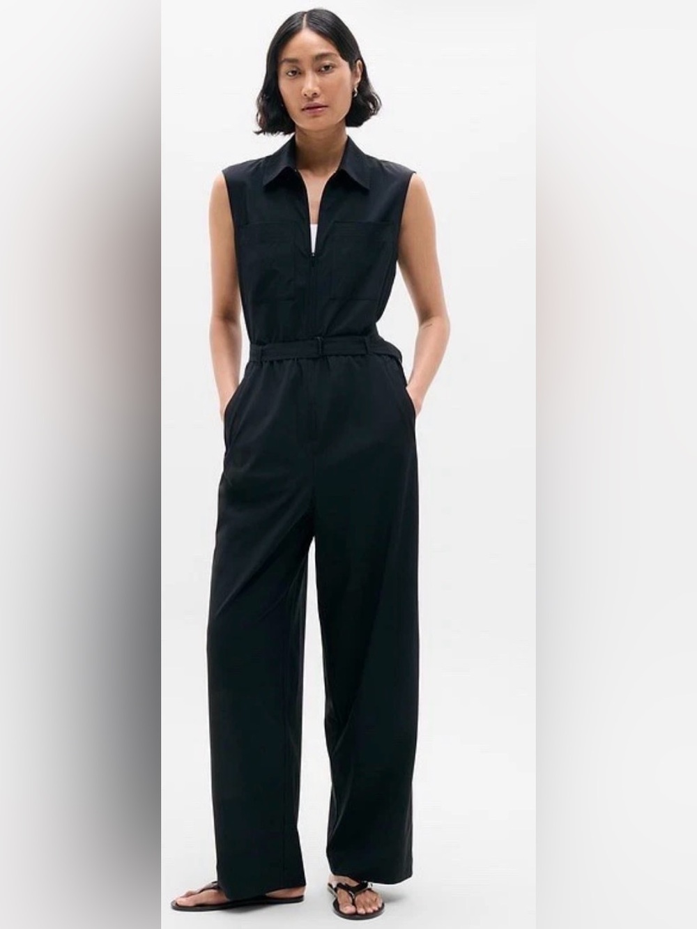 Athleta Brooklyn Heights Wide Leg Jumpsuit Womens Size 12 Utility Athleisure
